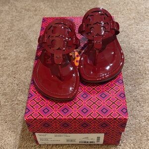 Gently Used Tory Burch Miller Patent Leather Sandals Size 6 Berry